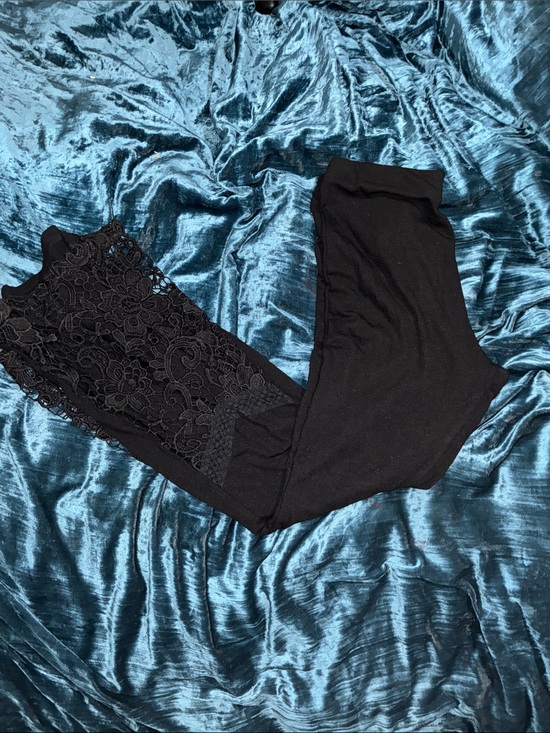 Umgee Pants - Umgee Black Lace-Front Women's flare pants